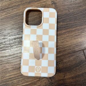 Loopy Case Beige and White Checkered Phone Cover- iPhone 14 Pro Max (6.7” screen